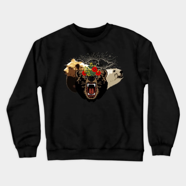 Awesome bear with flowers Crewneck Sweatshirt by Nicky2342
